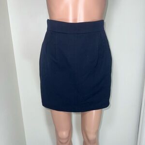 Chanel Boutique Logo Vintage Navy Pencil Skirt Mini Logo Button